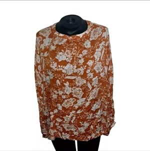 FLAWLESS FLORAL XL SHIFT TOP IN LIGHT RUST CURVES ORANGE BLOUSE RELAXED B37#8